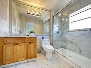 Renovated Bathroom - 2418 Warrenton Ave Coquitlam - Modern Vanity Glass Shower