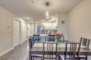 North Vancouver condo for sale Lower Lonsdale dining area with kitchen view
