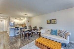 North Vancouver condo for sale Lower Lonsdale living room with sofa and wall art