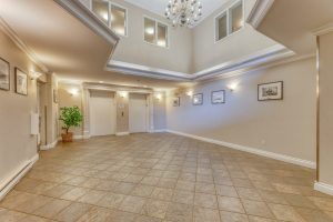 North Vancouver condo for sale Lower Lonsdale building lobby with chandelier