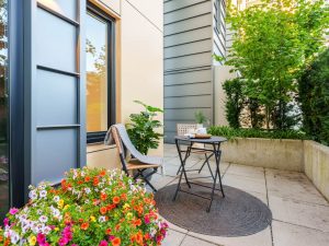 North Vancouver Townhouse for Sale Lynnmour – WINFORD Outdoor Patio Seating with Garden
