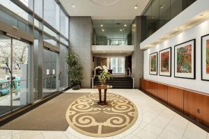 Grand hallway and corridor – Residences on Georgia West End Vancouver luxury condo building interior 1200 W Georgia